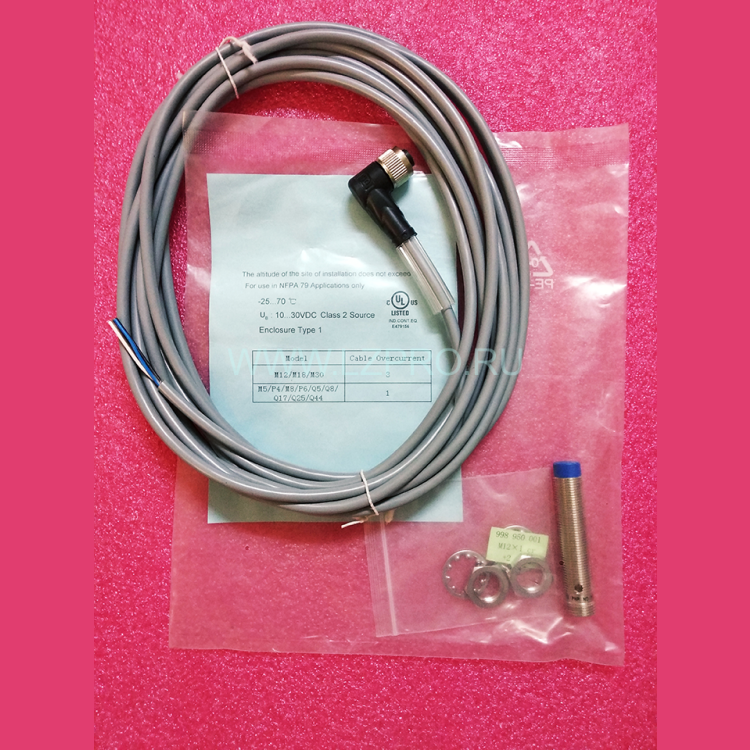 Индуктивный датчик ND8-S3-M12S в сборе с кабелем коннектором V1-W-5M-PVC PEPPERL+FUCHS